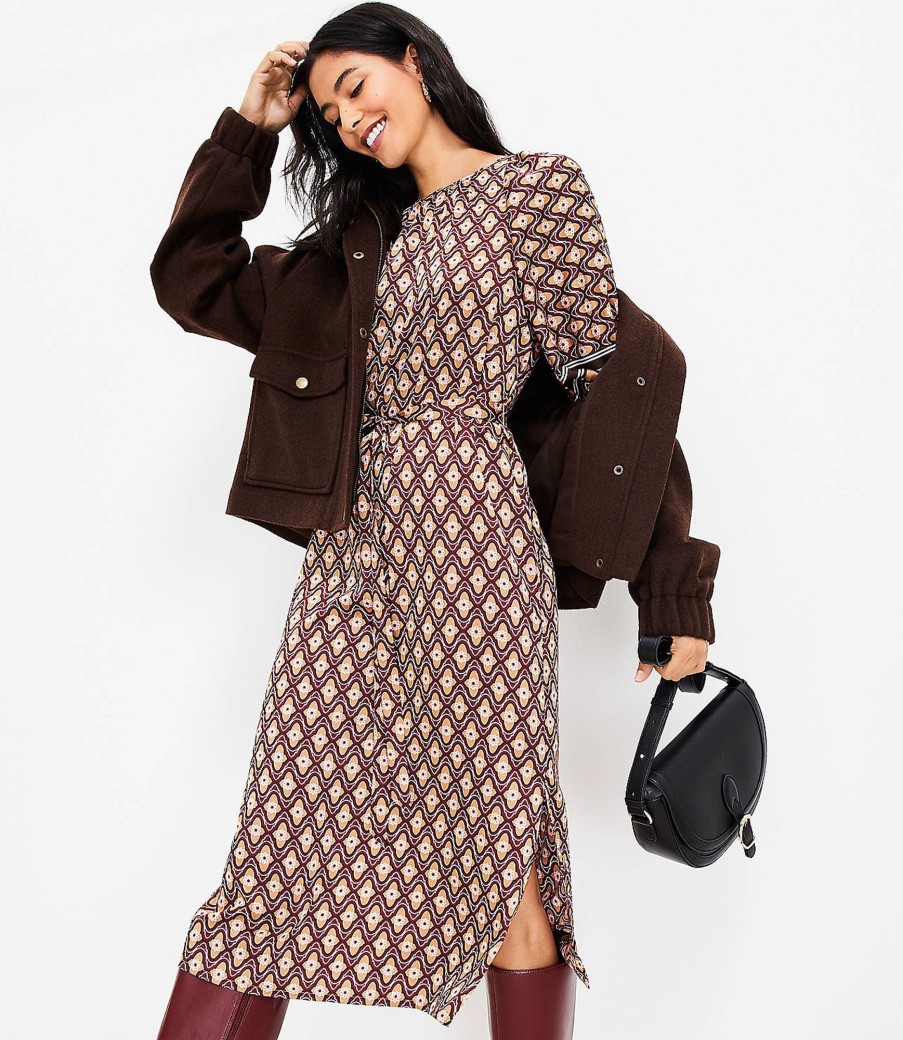 Clothing Loft | Foulard Puff Sleeve Midi Dress Magical Plum