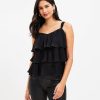 Clothing Loft | Pleated Tiered Ruffle Cami Black