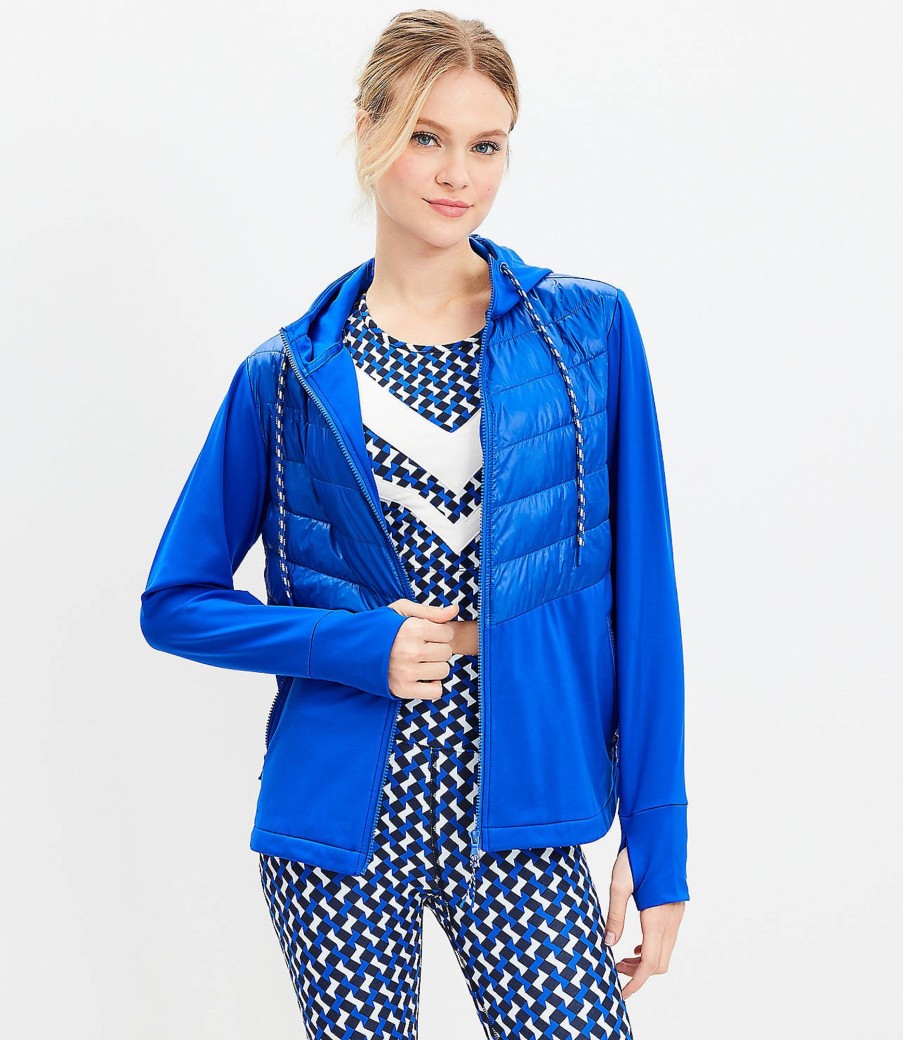 Clothing Loft | Lou & Grey Chevron Hooded Puffer Jacket Cobalt Current