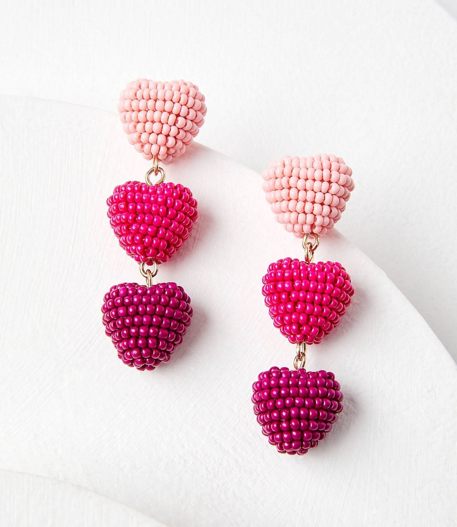 Accessories & Shoes Loft | Heart Drop Statement Earrings Rose Magenta