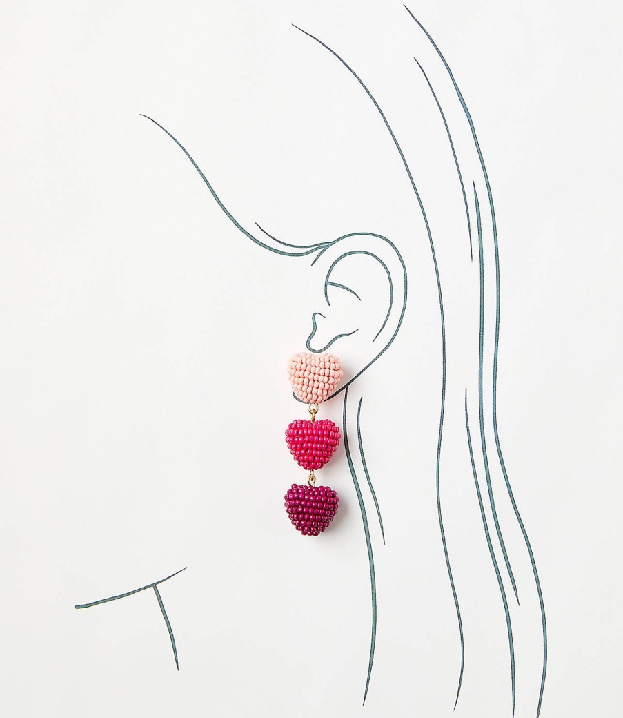 Accessories & Shoes Loft | Heart Drop Statement Earrings Rose Magenta