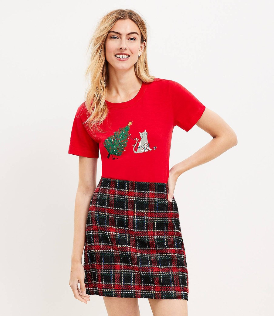 Clothing Loft | Holiday Kitten Everyday Crew Tee Tango Red