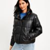 Clothing Loft | Faux Leather Puffer Jacket Black