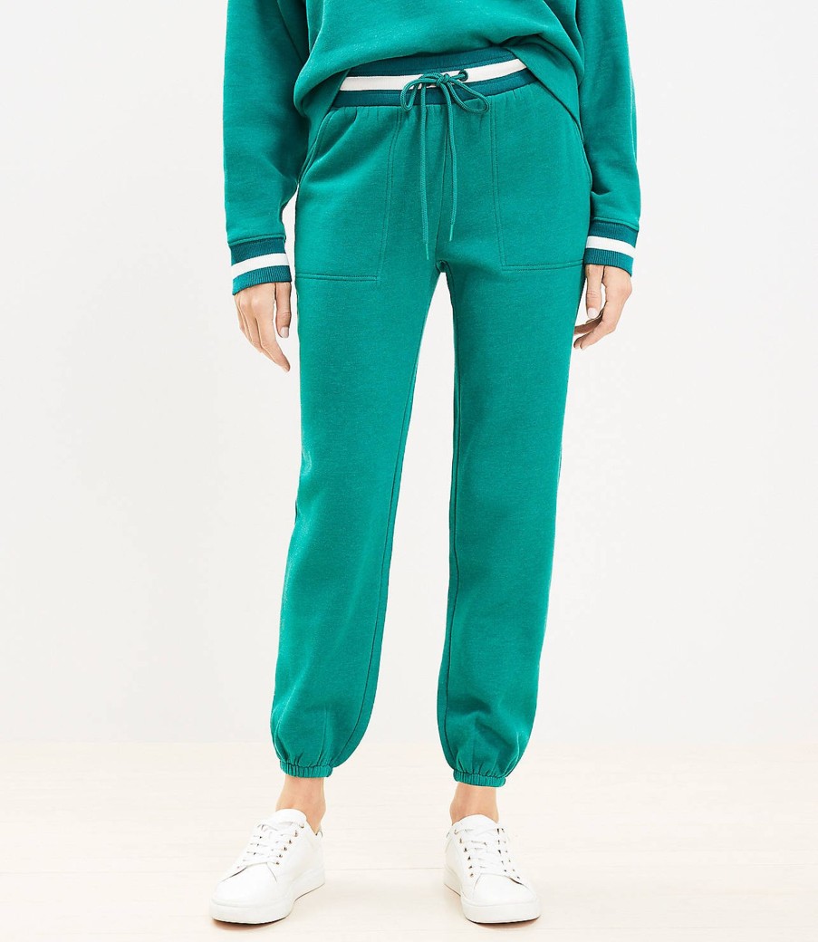 Clothing Loft | Lou & Grey Striped Trim Fluffy Fleece Joggers Cool Pine