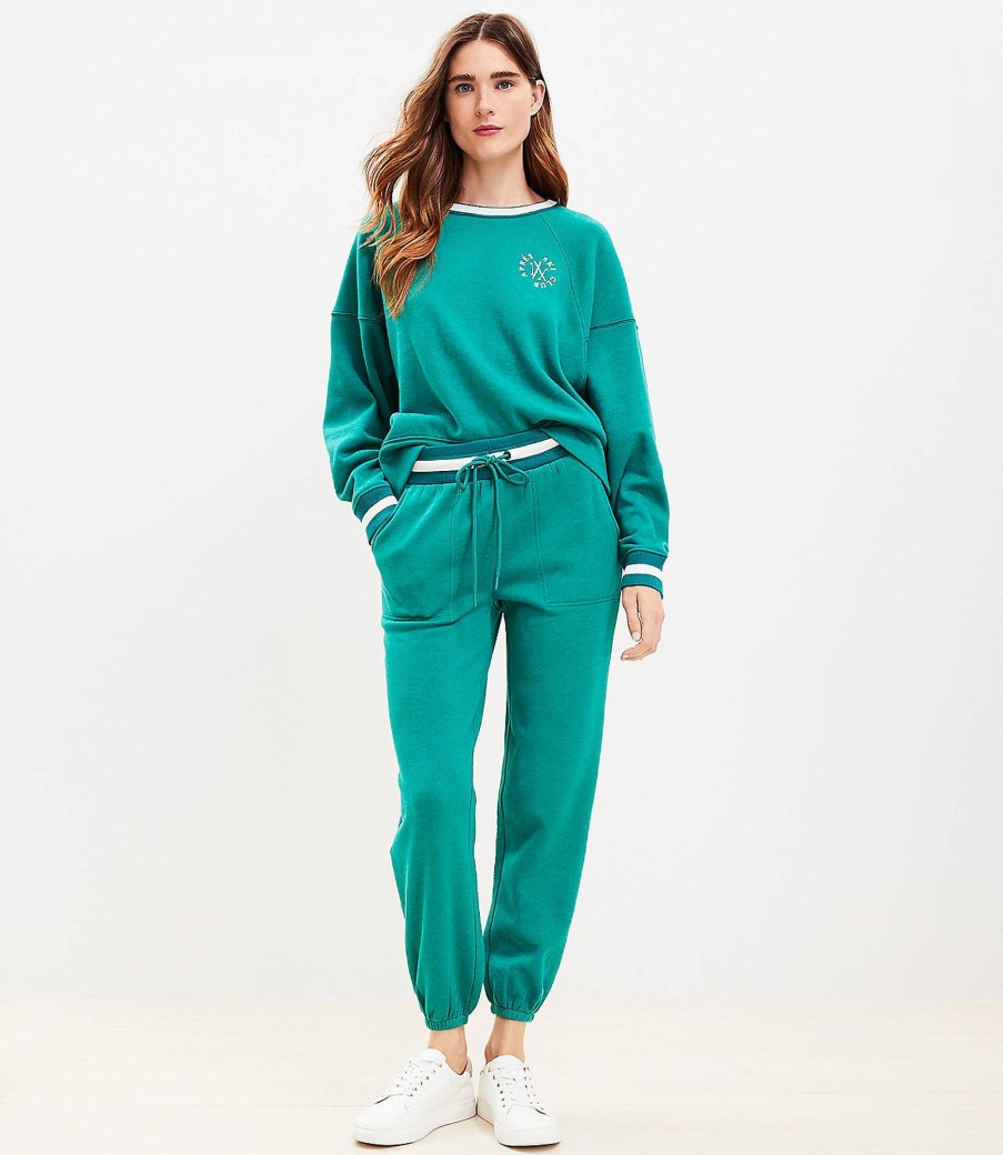 Clothing Loft | Lou & Grey Striped Trim Fluffy Fleece Joggers Cool Pine