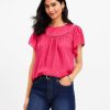 Clothing Loft | Clip Ruffle Sleeve Mixed Media Top Granita