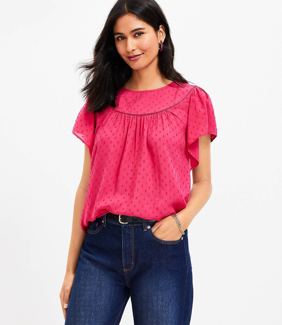 Clothing Loft | Clip Ruffle Sleeve Mixed Media Top Granita