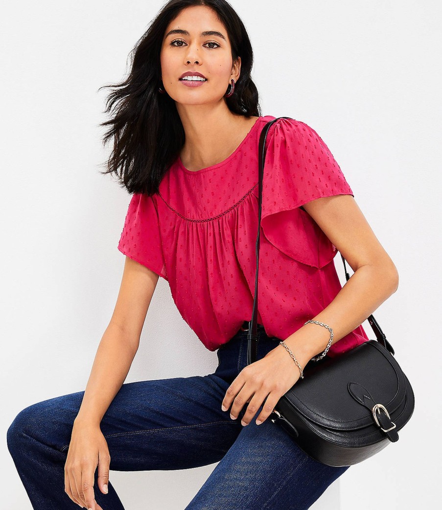 Clothing Loft | Clip Ruffle Sleeve Mixed Media Top Granita