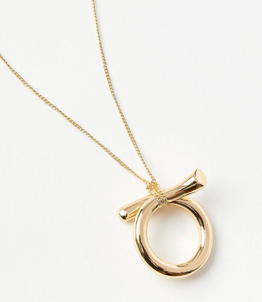 Accessories & Shoes Loft | Knot Pendant Necklace Goldtone