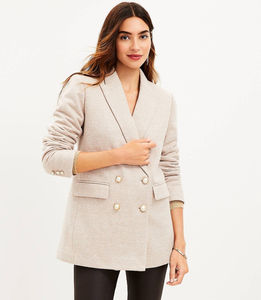 Clothing Loft | Brushed Herringbone Double Breasted Blazer Neutral Multi