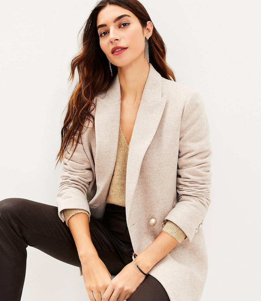 Clothing Loft | Brushed Herringbone Double Breasted Blazer Neutral Multi