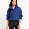 Clothing Loft | Cozy Sherpa Snap Collar Top Brushstroke Blue