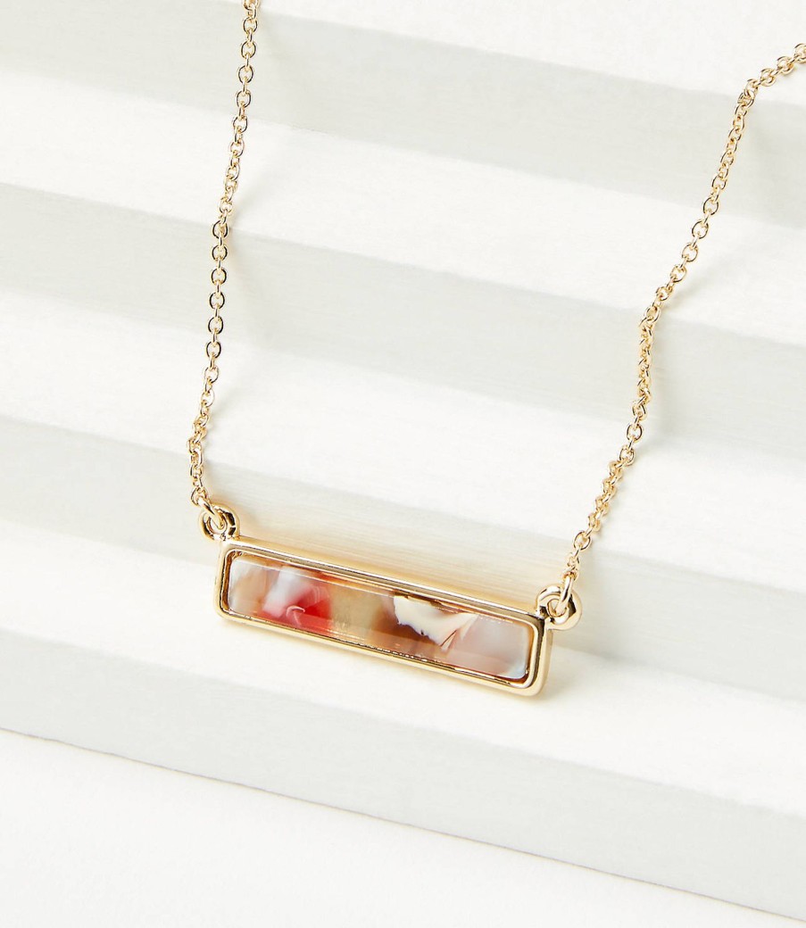 Accessories & Shoes Loft | Tortoiseshell Print Bar Necklace Pink Multi