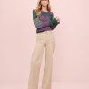 Clothing Loft | Palmer Wide Leg Pants In Twill Sandy Cove