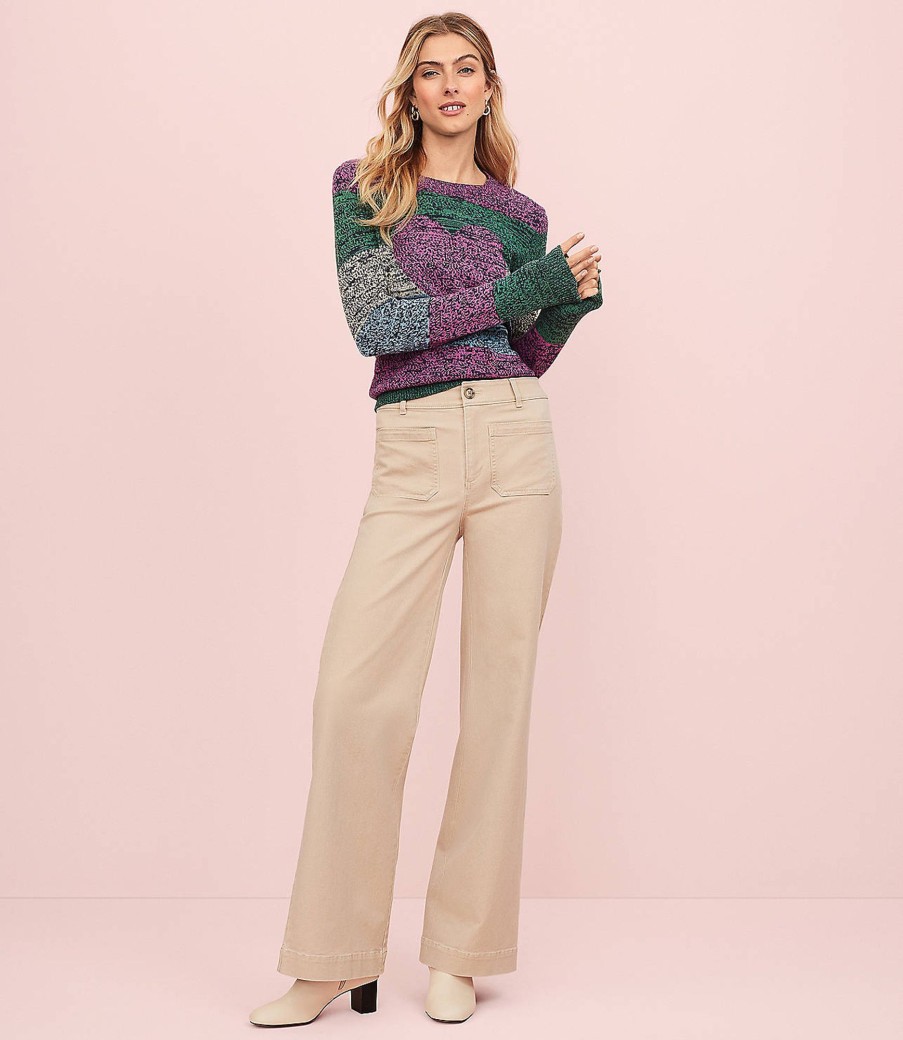 Clothing Loft | Palmer Wide Leg Pants In Twill Sandy Cove