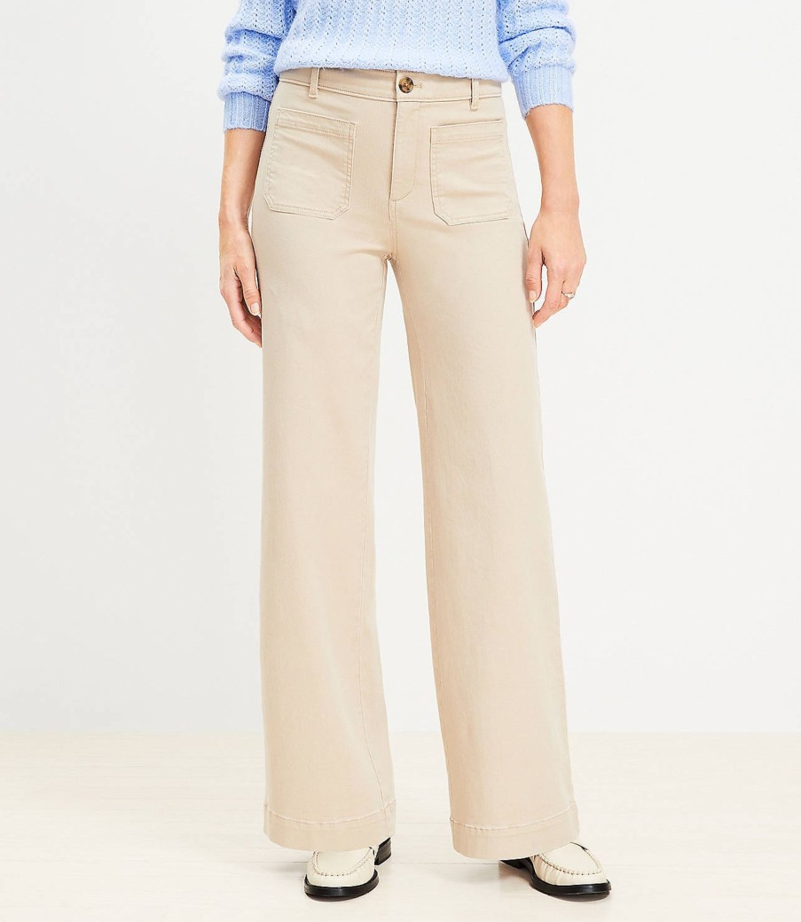 Clothing Loft | Palmer Wide Leg Pants In Twill Sandy Cove