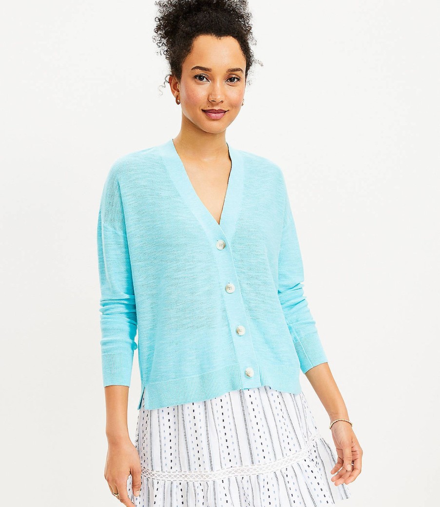 Clothing Loft | Drop Shoulder V-Neck Cardigan Aqua Glow