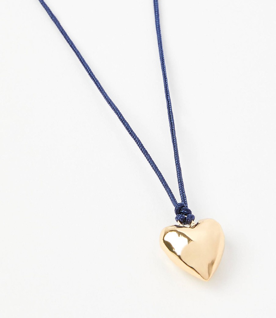 Accessories & Shoes Loft | Heart Cord Necklace Deep Space Blue