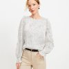 Clothing Loft | Dotted Mixed Media Ruffle Sleeve Top Whisper White