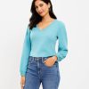 Clothing Loft | Pleated V-Neck Long Sleeve Tee Basking Blue