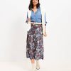 Clothing Loft | Peacock Bias Midi Skirt Deep End Blue