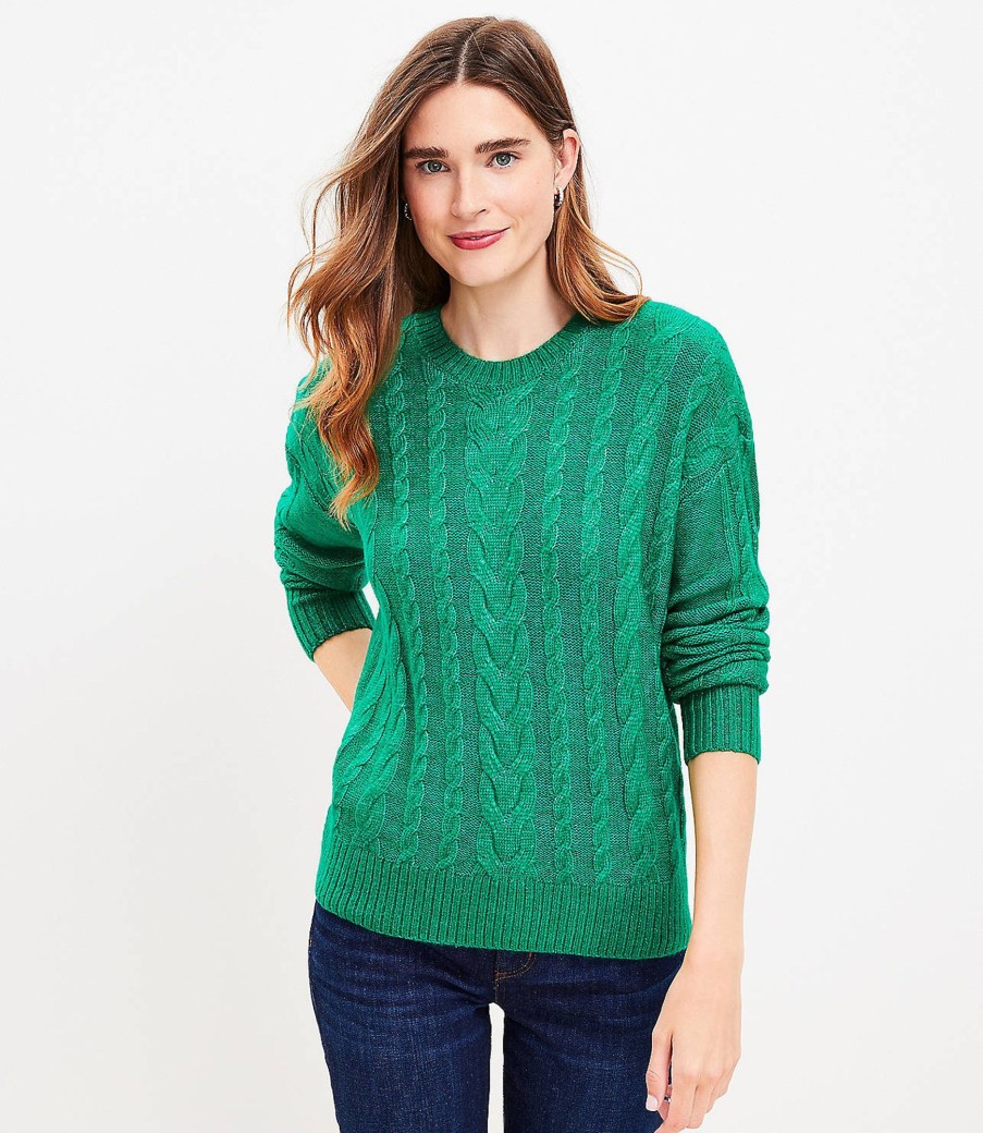 Clothing Loft | Cable Sweater Bright Kelly Green