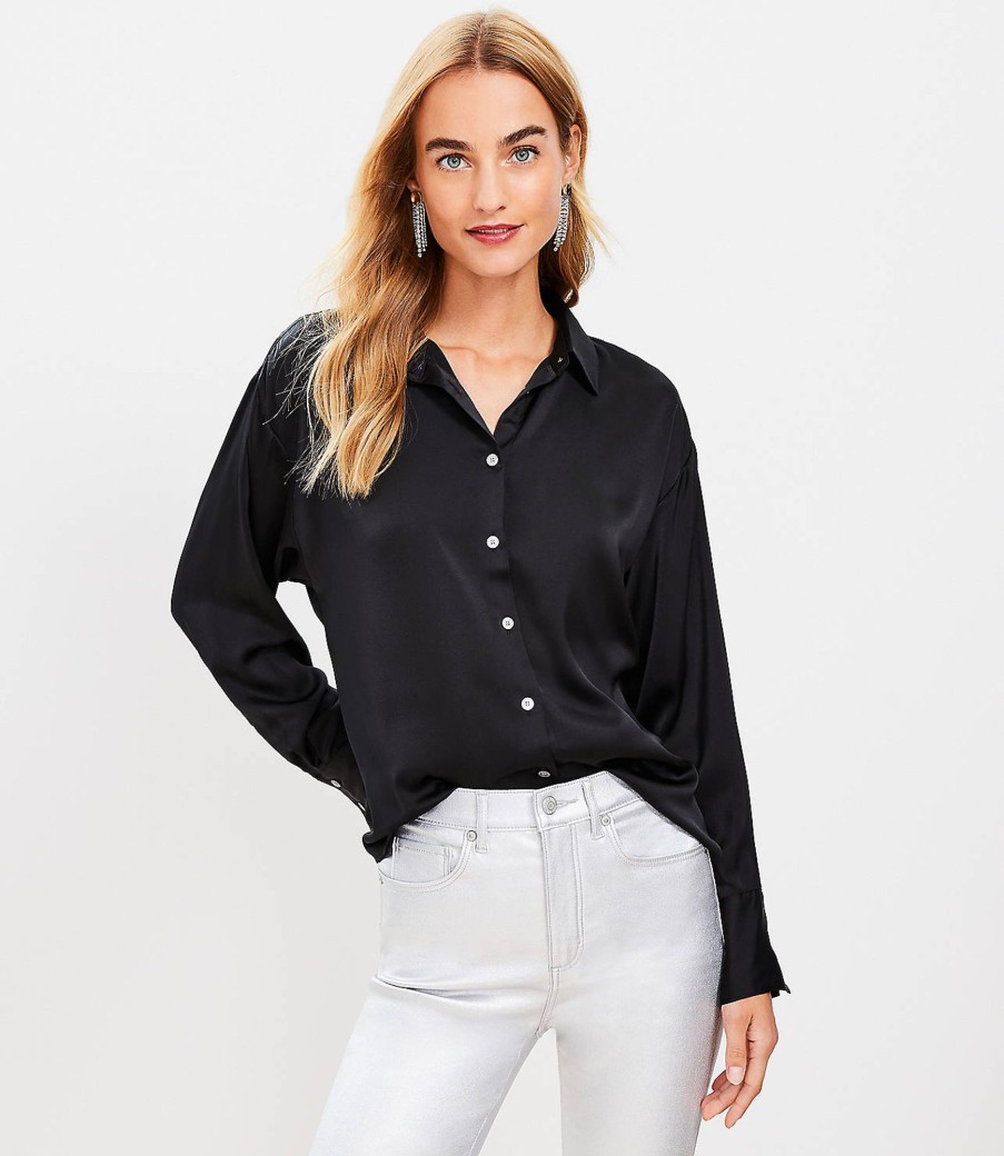 Clothing Loft | Satin Everyday Shirt Black