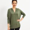 Clothing Loft | Lou & Grey Ribtrim Signaturesoft Hoodie Top Alligator Green