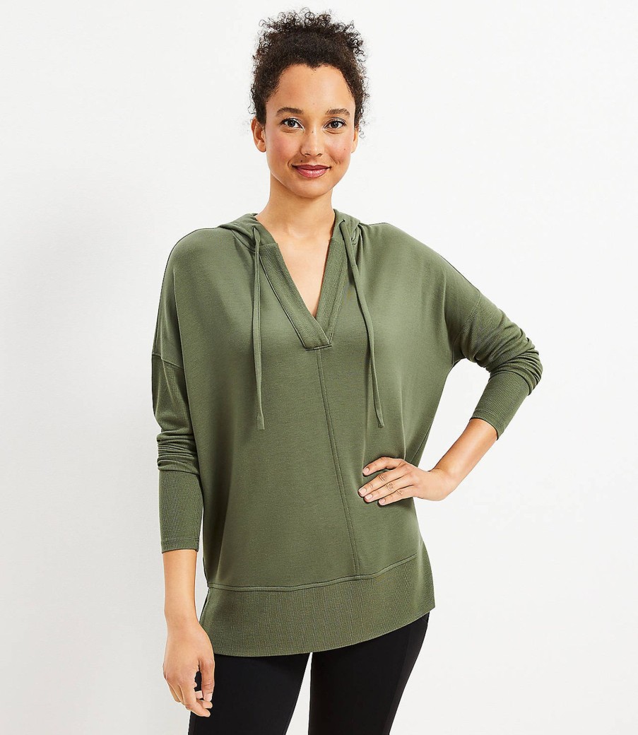 Clothing Loft | Lou & Grey Ribtrim Signaturesoft Hoodie Top Alligator Green