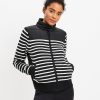 Clothing Loft | Lou & Grey Striped Puffer Back Sweater Jacket Black