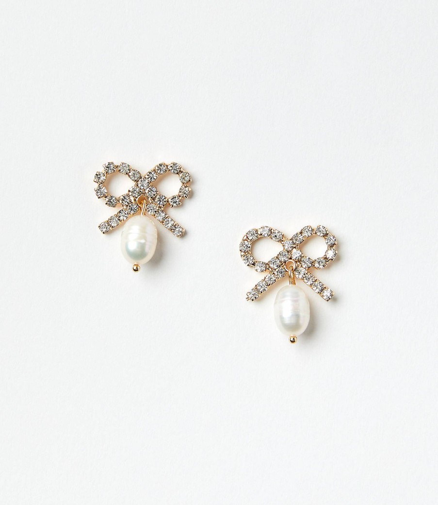 Accessories & Shoes Loft | Pearlized Bow Drop Earrings Clear