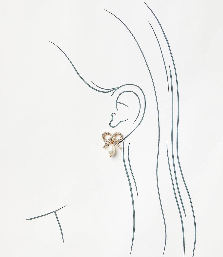 Accessories & Shoes Loft | Pearlized Bow Drop Earrings Clear