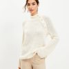 Clothing Loft | Ribbed Button Neck Flare Sleeve Sweater Whisper White