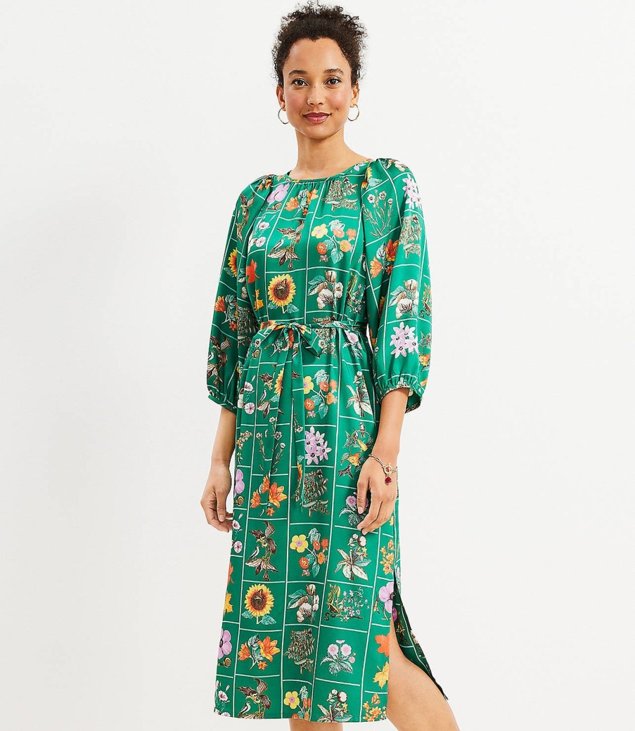 Clothing Loft | Garden Puff Sleeve Midi Dress Fraser Green