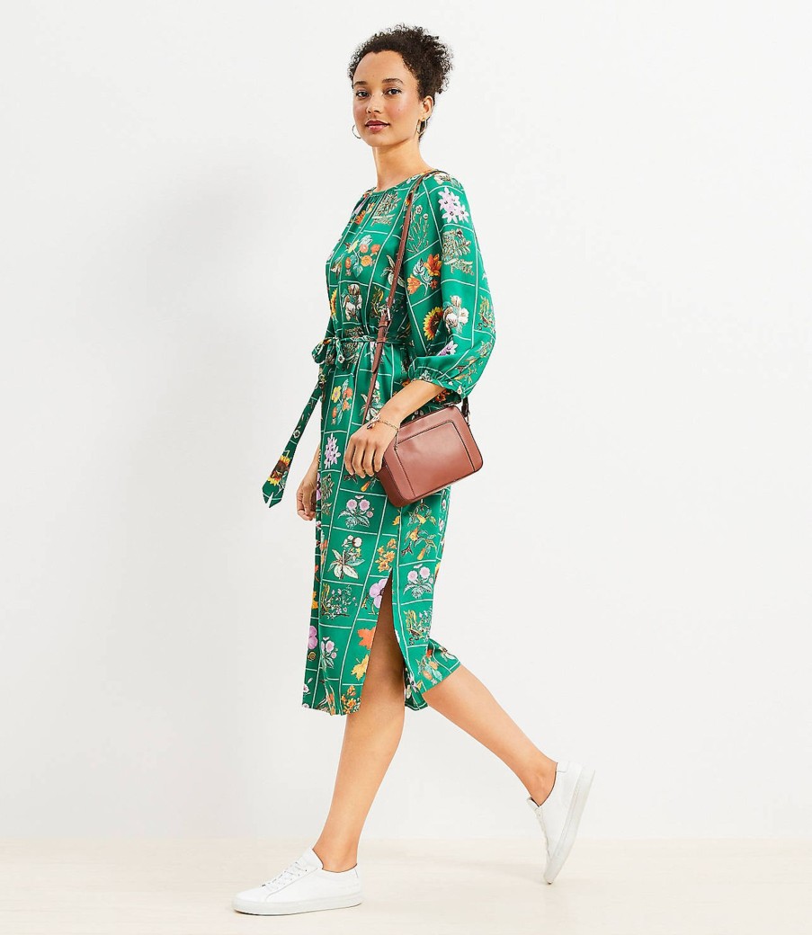 Clothing Loft | Garden Puff Sleeve Midi Dress Fraser Green