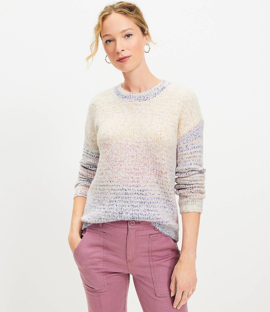 Clothing Loft | Spacedye Fuzzy Ribbed Sweater Purple Multi