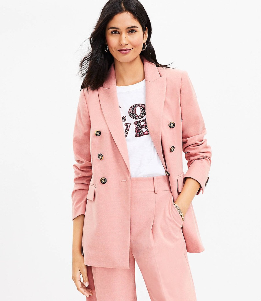 Clothing Loft | Brushed Flannel Double Breasted Blazer Pink Ruby