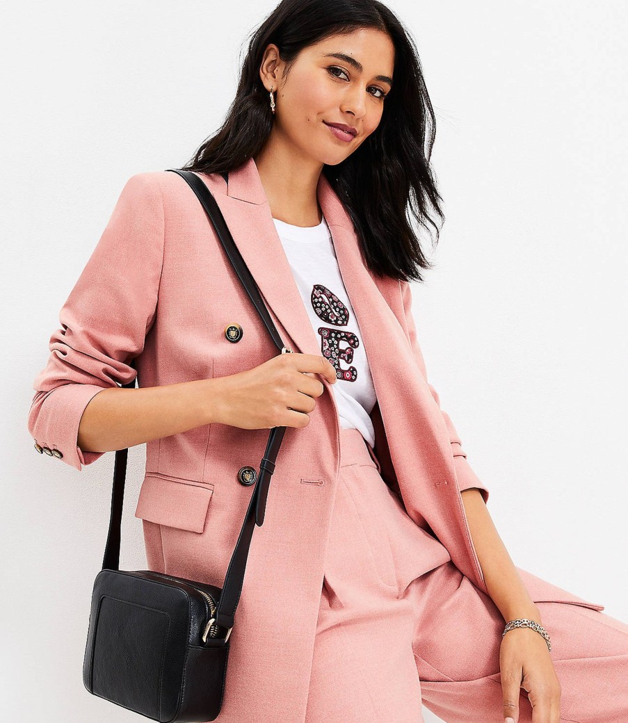 Clothing Loft | Brushed Flannel Double Breasted Blazer Pink Ruby