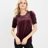 Clothing Loft | Ruched Velvet Top Crushed Blackberry