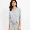 Clothing Loft | Lou & Grey Ribbed V-Neck Top Pebble Grey Heather