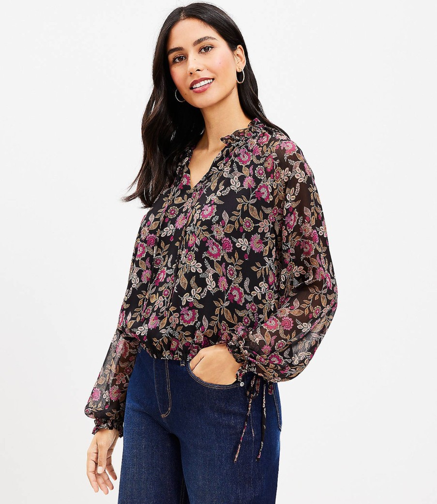 Clothing Loft | Floral Side Tie Hem Blouse 2222