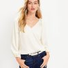 Clothing Loft | Pleated Sleeve V-Neck Top Pure Vanilla