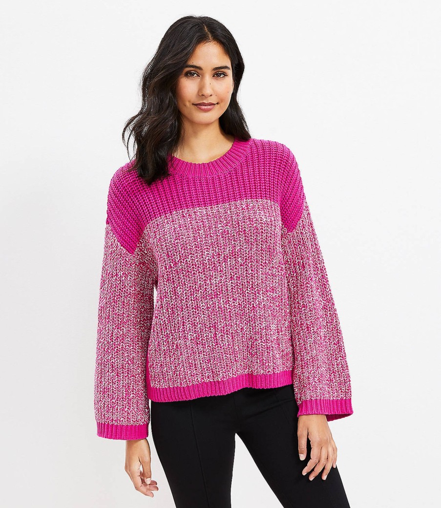 Clothing Loft | Lou & Grey Marled Colorblock Sweater Pink Multi