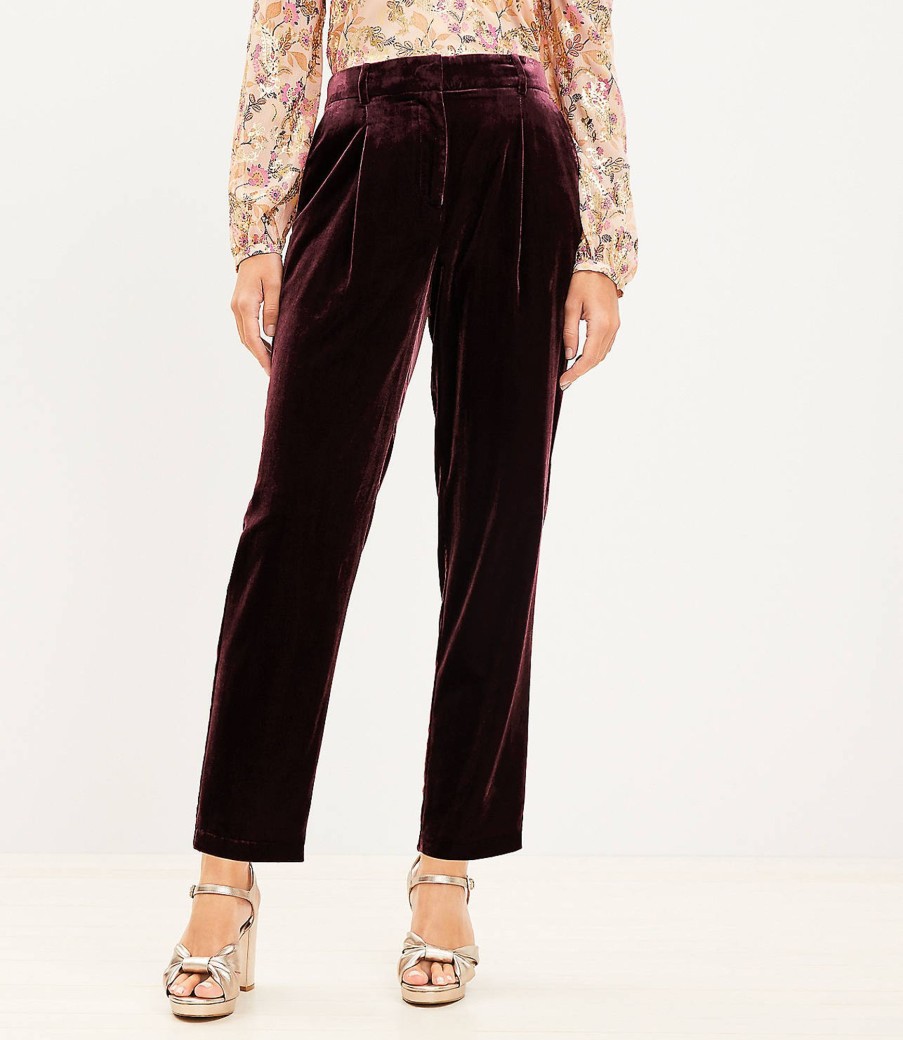 Clothing Loft | Pleated Tapered Pants In Velvet Crushed Blackberry