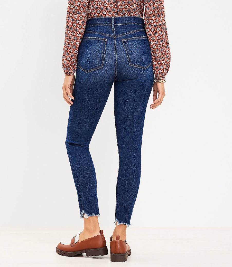 Clothing Loft | Curvy Chewed Hem High Rise Skinny Jeans In Dark Vintage Wash