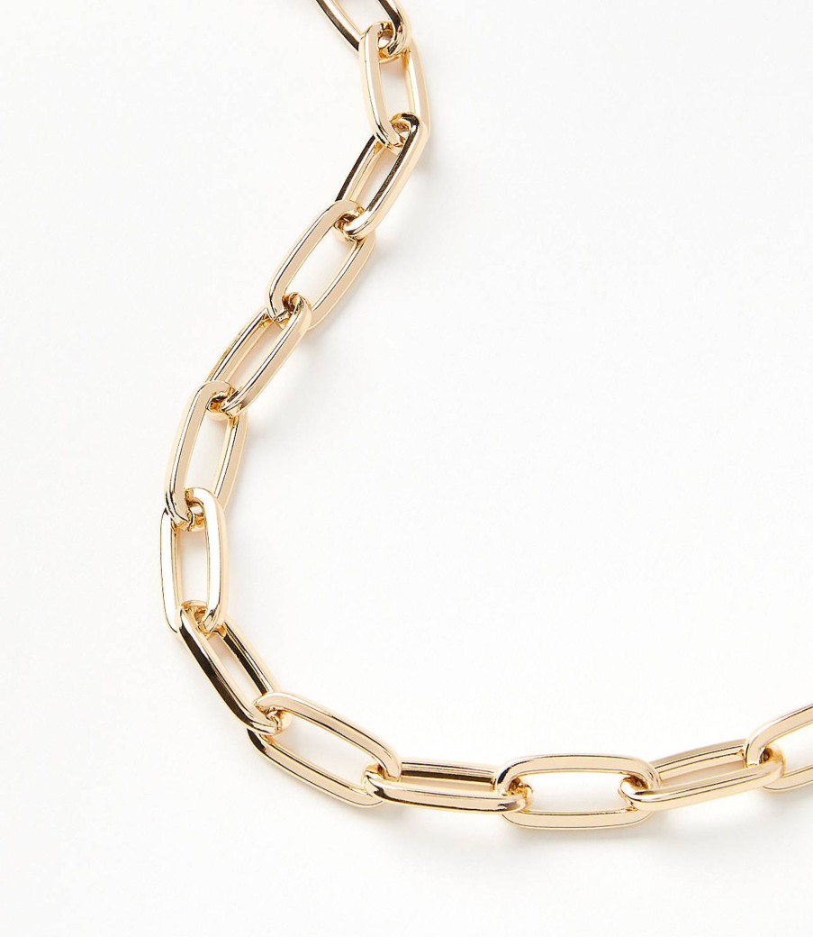 Accessories & Shoes Loft | Modern Chain Link Necklace Goldtone