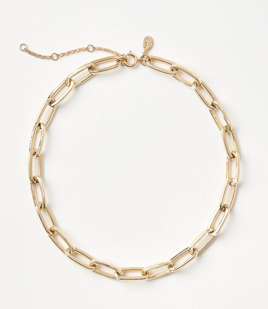 Accessories & Shoes Loft | Modern Chain Link Necklace Goldtone