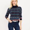 Clothing Loft | Fair Isle Mock Neck Sweater Deep Space Blue