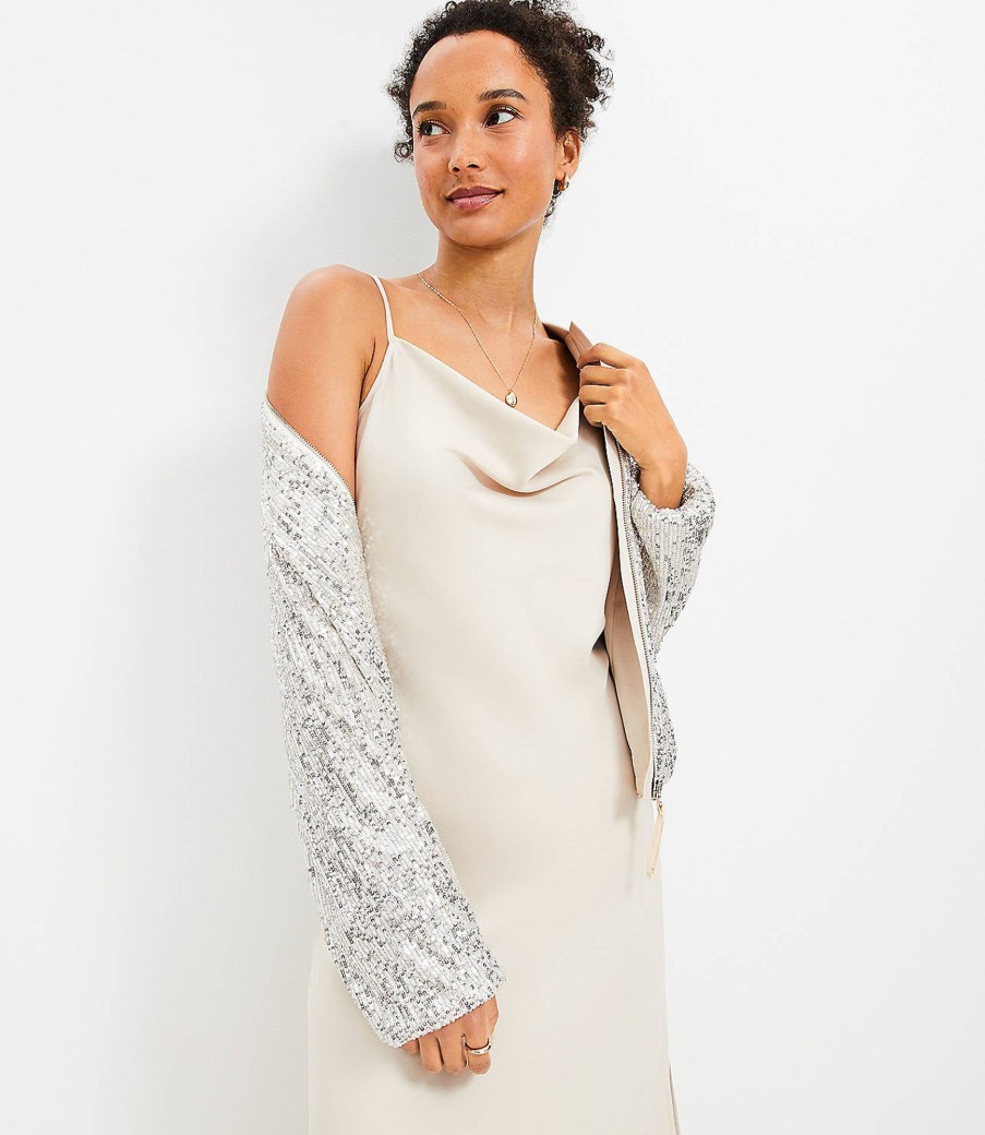 Clothing Loft | Satin Cowl Midi Slip Dress Maple Sugar