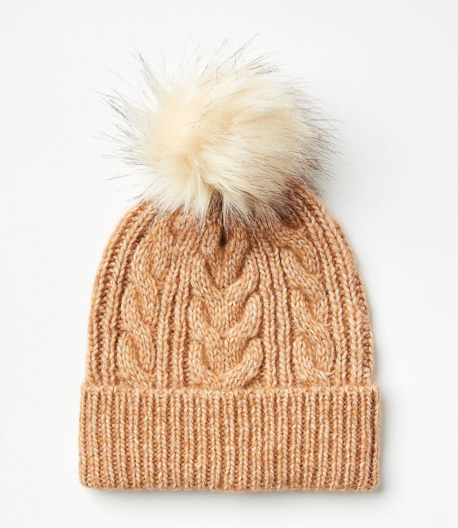 Accessories & Shoes Loft | Cable Pom Pom Beanie Perfect Camel